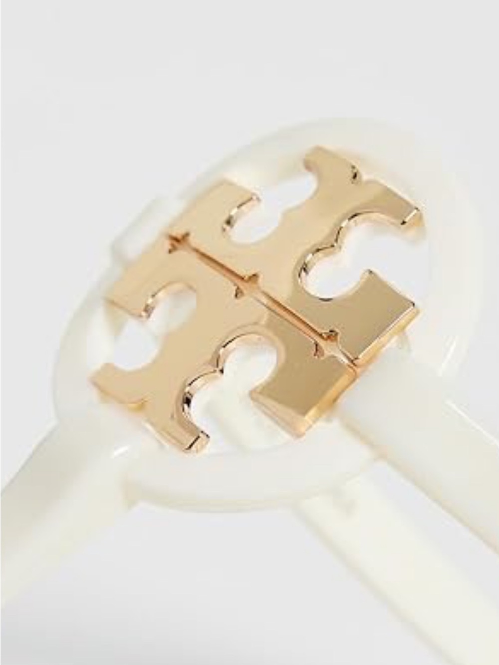 Tory Burch White Jelly Logo Thong Sandals with Gold Emblem